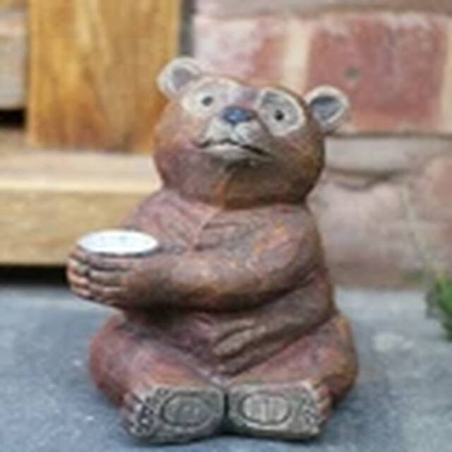 EONLION Garden Solar Ornament Bear Sitting Decorative Gift in Brown - image 1