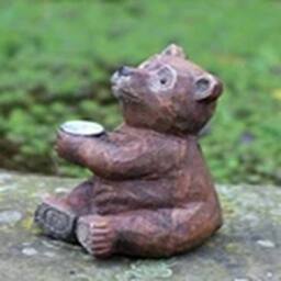 EONLION Garden Solar Ornament Bear Sitting Decorative Gift in Brown - thumbnail 2
