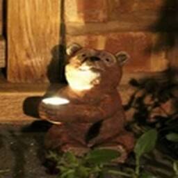 EONLION Garden Solar Ornament Bear Sitting Decorative Gift in Brown - thumbnail 4