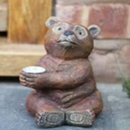 EONLION Garden Solar Ornament Bear Sitting Decorative Gift in Brown - thumbnail 1
