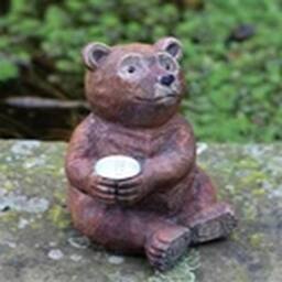 EONLION Garden Solar Ornament Bear Sitting Decorative Gift in Brown - thumbnail 3
