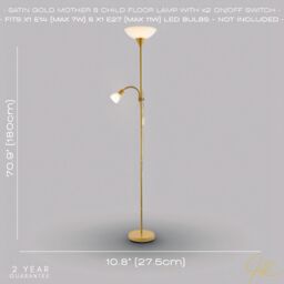 Happy Homewares Modern Mother & Child Floor Lamp with Adjustable Reading Lights in Gold - thumbnail 6