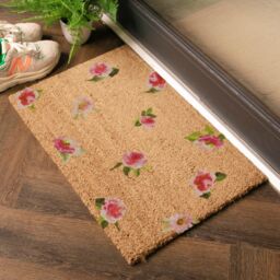 Artsy Mats Watercolour Pink Flowers Coir Doormat (60 x 40cm) in Brown - Size: 40 cm x 60 cm - thumbnail 2
