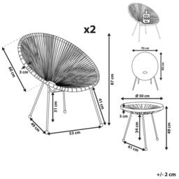 Wyld and Coco Bistro 3-Piece White PE Rattan 2-Seater Round Set - thumbnail 3