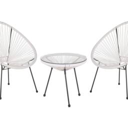 Wyld and Coco Bistro 3-Piece White PE Rattan 2-Seater Round Set - thumbnail 2
