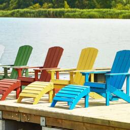 Wyld and Coco Yellow Weather-Resistant Faux Wood Slatted Outdoor Footstool
