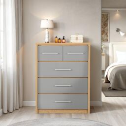 Seconique Seville 3+2 Drawer Chest in Grey - thumbnail 1