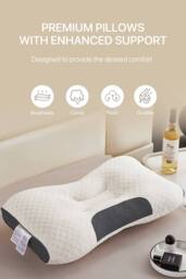 Garden Sanctuary Premium Sleep Support Knitted Pillow for All Seasons in White - thumbnail 4