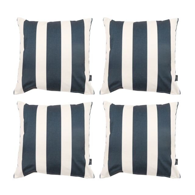 icon Indoor & Outdoor Striped Waterproof Cushion Black Set of 4 - Size: 43 cm x 43 cm - image 1