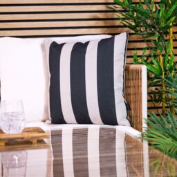 icon Indoor & Outdoor Striped Waterproof Cushion Black Set of 4 - Size: 43 cm x 43 cm - thumbnail 2