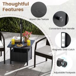 Costway Outdoor Side Table Patio Umbrella Table Base Stand w/ 2 Sand Bags in Black - thumbnail 5