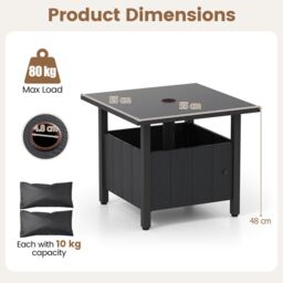 Costway Outdoor Side Table Patio Umbrella Table Base Stand w/ 2 Sand Bags in Black - thumbnail 8