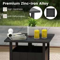 Costway Outdoor Side Table Patio Umbrella Table Base Stand w/ 2 Sand Bags in Black - thumbnail 3