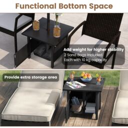 Costway Outdoor Side Table Patio Umbrella Table Base Stand w/ 2 Sand Bags in Black - thumbnail 7
