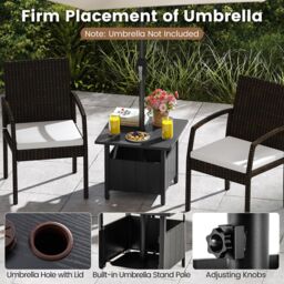 Costway Outdoor Side Table Patio Umbrella Table Base Stand w/ 2 Sand Bags in Black - thumbnail 9