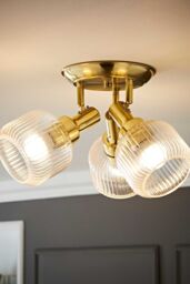 ValueLights Calpe 3 Way Glass Shade Adjustable Spotlight Ceiling Light with Bulbs in Gold - thumbnail 2