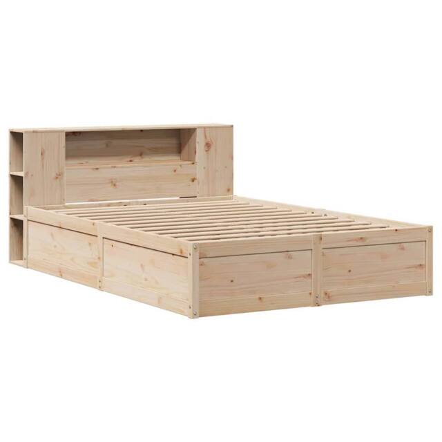 Berkfield Home Beautiful Bed Frame without Mattress 135x190 cm Double Solid Wood Pine in Light Brown - image 1