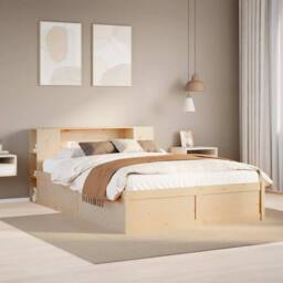 Berkfield Home Beautiful Bed Frame without Mattress 135x190 cm Double Solid Wood Pine in Light Brown - thumbnail 2