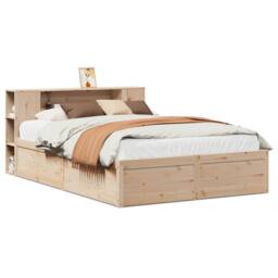 Berkfield Home Beautiful Bed Frame without Mattress 135x190 cm Double Solid Wood Pine in Light Brown - thumbnail 3