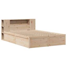 Berkfield Home Beautiful Bed Frame without Mattress 135x190 cm Double Solid Wood Pine in Light Brown - thumbnail 1