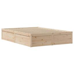 Berkfield Home Beautiful Bed Frame without Mattress 135x190 cm Double Solid Wood Pine in Light Brown - thumbnail 5