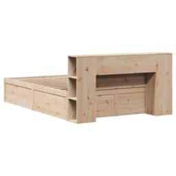 Berkfield Home Beautiful Bed Frame without Mattress 135x190 cm Double Solid Wood Pine in Light Brown - thumbnail 7