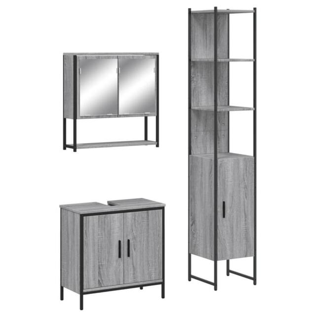 Berkfield Home 3 Piece Bathroom Furniture Set Grey Sonoma Engineered Wood - image 1