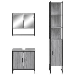 Berkfield Home 3 Piece Bathroom Furniture Set Grey Sonoma Engineered Wood - thumbnail 6