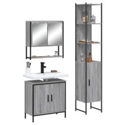 Berkfield Home 3 Piece Bathroom Furniture Set Grey Sonoma Engineered Wood - thumbnail 2