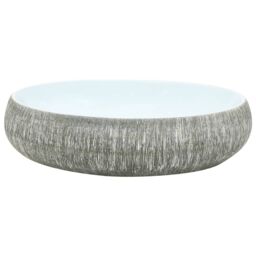 Berkfield Home Countertop Basin Grey & Blue Oval 59x40x15 cm Ceramic - Size: 59 x 40 x 15 cm - thumbnail 3