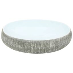 Berkfield Home Countertop Basin Grey & Blue Oval 59x40x15 cm Ceramic - Size: 59 x 40 x 15 cm - thumbnail 4