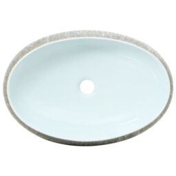 Berkfield Home Countertop Basin Grey & Blue Oval 59x40x15 cm Ceramic - Size: 59 x 40 x 15 cm - thumbnail 6