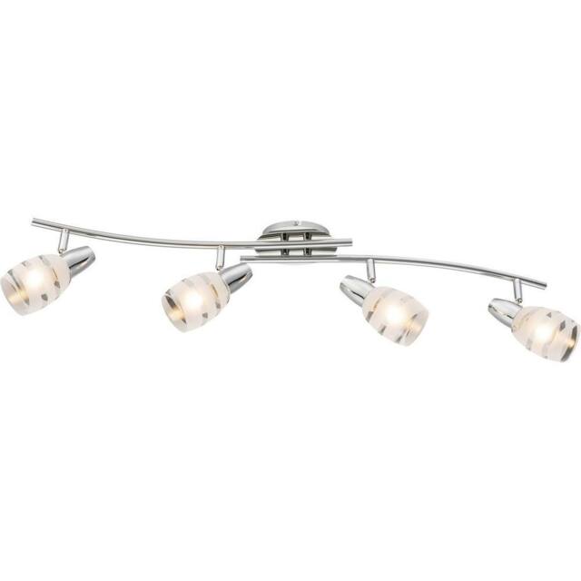 Netlighting Roy Ceiling Spotlight Bar Chrome Satined Glass Shade 4x E14 in Grey - image 1