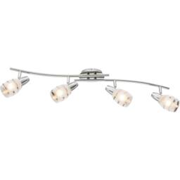 Netlighting Roy Ceiling Spotlight Bar Chrome Satined Glass Shade 4x E14 in Grey
