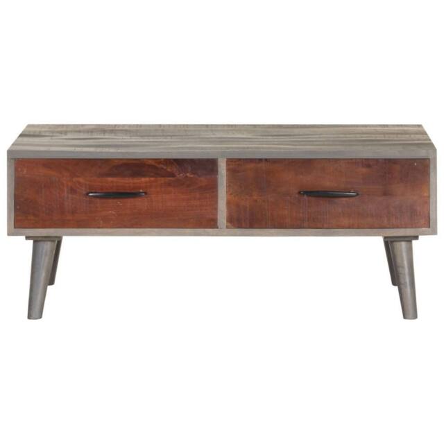 Berkfield Home Beautiful Coffee Table Grey 100x60x40 cm Solid Rough Mango Wood - Size: 100 x 60 x 40 cm - image 1