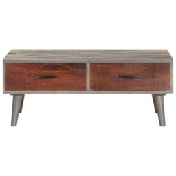 Berkfield Home Beautiful Coffee Table Grey 100x60x40 cm Solid Rough Mango Wood - Size: 100 x 60 x 40 cm - thumbnail 1