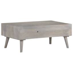 Berkfield Home Beautiful Coffee Table Grey 100x60x40 cm Solid Rough Mango Wood - Size: 100 x 60 x 40 cm - thumbnail 4