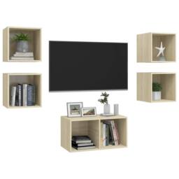 Berkfield Home 5 Piece TV Cabinet Set Sonoma Oak Engineered Wood in Brown - thumbnail 3