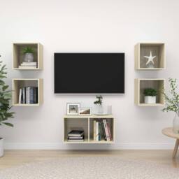 Berkfield Home 5 Piece TV Cabinet Set Sonoma Oak Engineered Wood in Brown - thumbnail 1