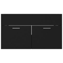 Berkfield Home Sink Cabinet with Built-in Basin Black Engineered Wood - thumbnail 6