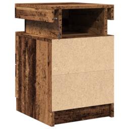 Berkfield Home Stylish Bedside Cabinets with LED 2 pcs Old Wood 35x39x55 cm Engi in Brown - Size: 35 x 39 x 55 cm - thumbnail 9