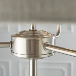 Loops Floor Lamp Light - Brushed Chrome & Natural Linen - 3 x 40W E14 - Base & shade - thumbnail 5