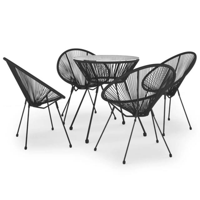 Berkfield Home 5 Piece Outdoor Dining Set PVC Rattan Black - image 1