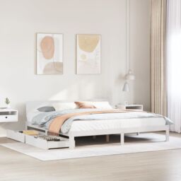 Berkfield Home Bed Frame with Drawers without Mattress White 200x200 cm - thumbnail 1