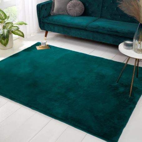 The Linen Consultancy TLC 5 Star Hotel Concept Luxury Faux Fur Teal Rug - Size: 120 cm x 170 cm - image 1