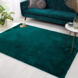 The Linen Consultancy TLC 5 Star Hotel Concept Luxury Faux Fur Teal Rug - Size: 120 cm x 170 cm - thumbnail 1