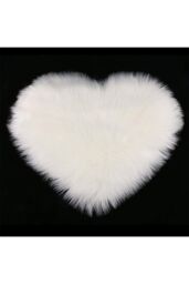 Living and Home 40 x 50CM Heart Shaped Super Soft Shaggy Area Rug in White - Size: 40 cm x 60 cm - thumbnail 2