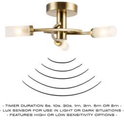 Happy Homewares Modern Sensor Bathroom Ceiling Light Fixture with Multi Functions in Metallic Gold - thumbnail 3