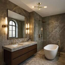 Happy Homewares Modern Sensor Bathroom Ceiling Light Fixture with Multi Functions in Metallic Gold - thumbnail 6