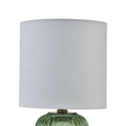 First Choice Lighting Walter - Set of 2 Green Ribbed Glass 29cm Table Lamps with White Shade - thumbnail 4